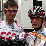 Andy and Frank Schleck before the second stage of the Tour de Luxembourg 2008